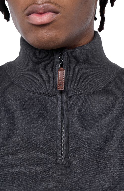 Spring + Mercer Mock Neck Quarter Zip Sweater In Heather Charcoal