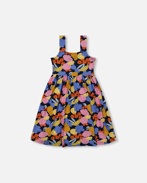 Little Girl's Printed Sleeveless Dress Multicolored
