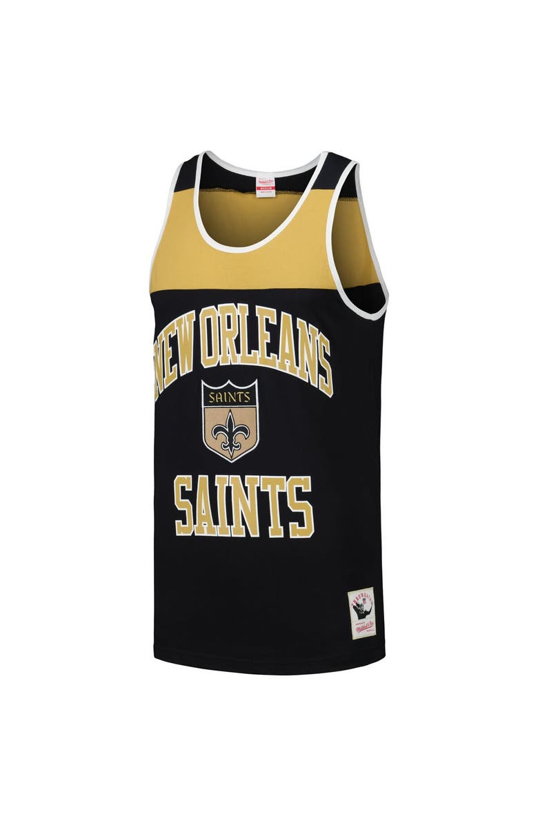 Mitchell & Ness Men's Mitchell & Ness Black/Gold New Orleans Saints Gridiron Classics Heritage Colorblock Tank Top, Alternate, color, Black