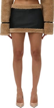 Naked Wardrobe Faux Shearling Miniskirt