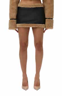 Naked Wardrobe Faux Shearling Miniskirt