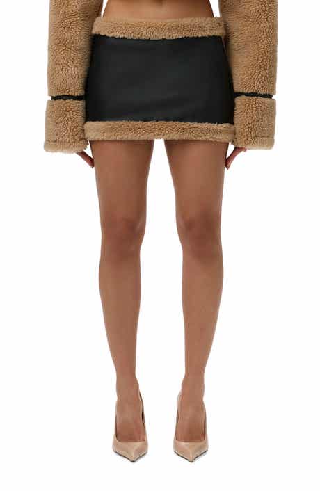 Naked Wardrobe Faux Shearling Miniskirt