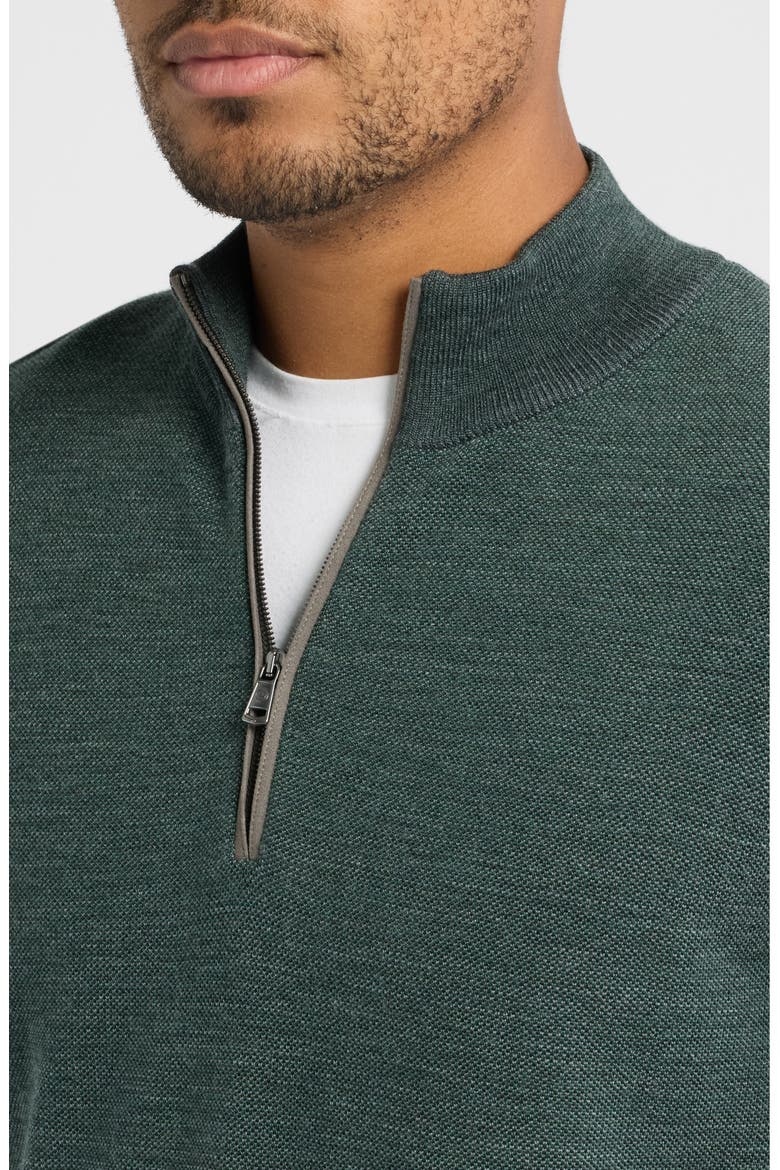 Blair Birdseye Merino Wool Quarter Zip Pullover, Alternate, color, PINE BROOK
