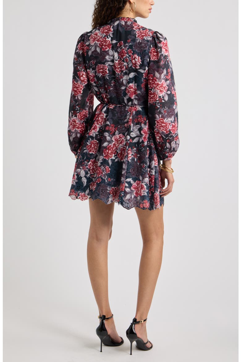 Floral Eyelet Embroidered Button Front Dress, Alternate, color, BLACK FLORAL
