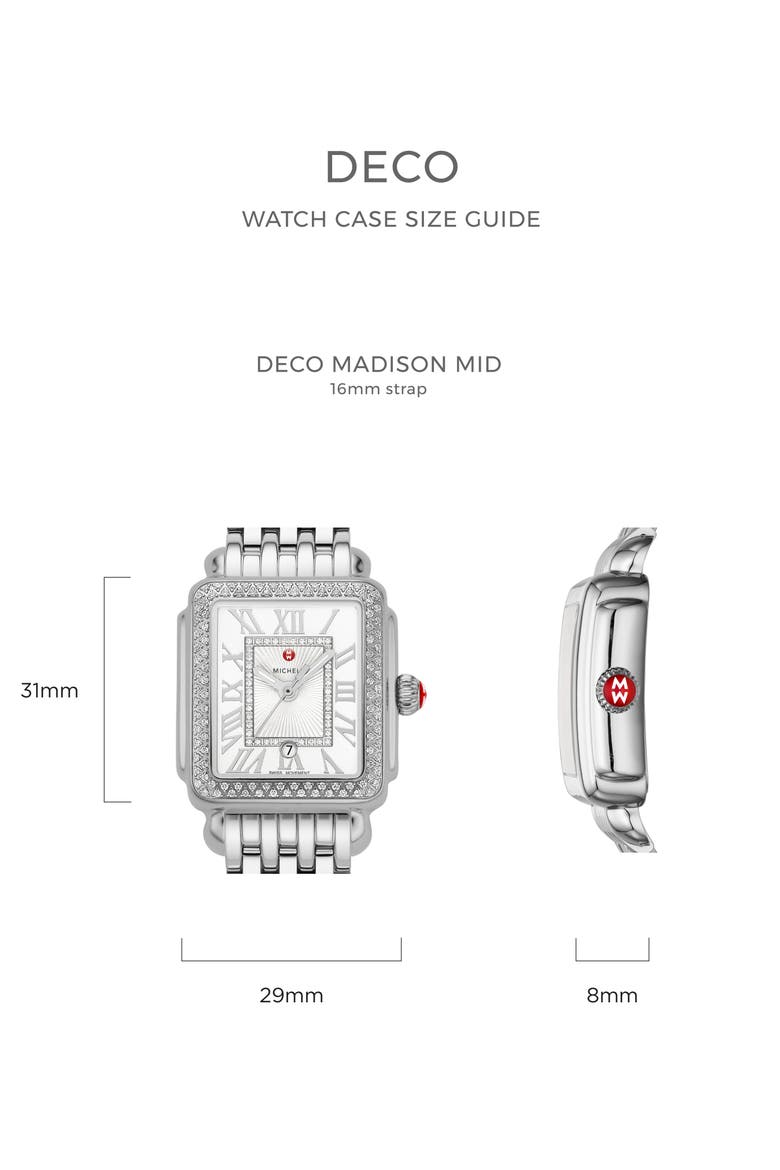 Deco Madison Mid Diamond Bracelet Watch, 29mm x 31mm, Alternate, color, GOLD/ SILVER
