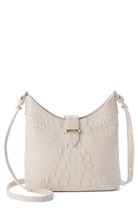 Small Gwynne Croc Embossed Leather Crossbody Bag