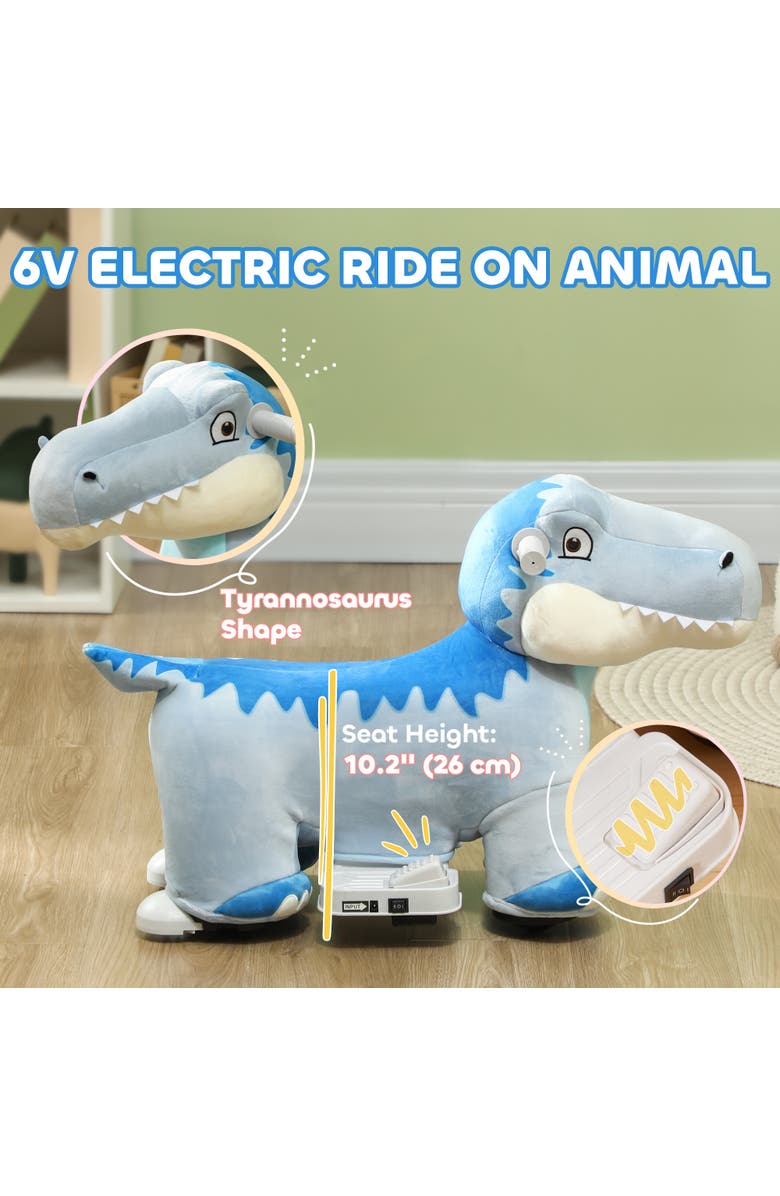 Qaba 6V Kids Electric Ride on Animal with Music, Forward, Alternate, color, Blue