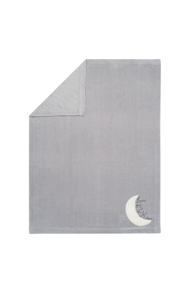 Goodnight Moon Appliqued and Embroidered Fleece Baby Blanket, Alternate, color, Gray
