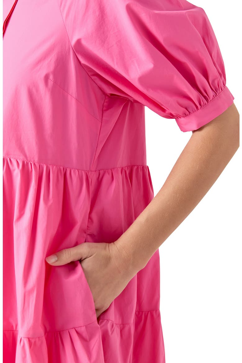 Puff Sleeve Dress, Alternate, color, HOT PINK