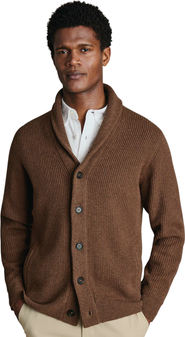 Charles Tyrwhitt Merino Button Through Funnel Neck Cardigan