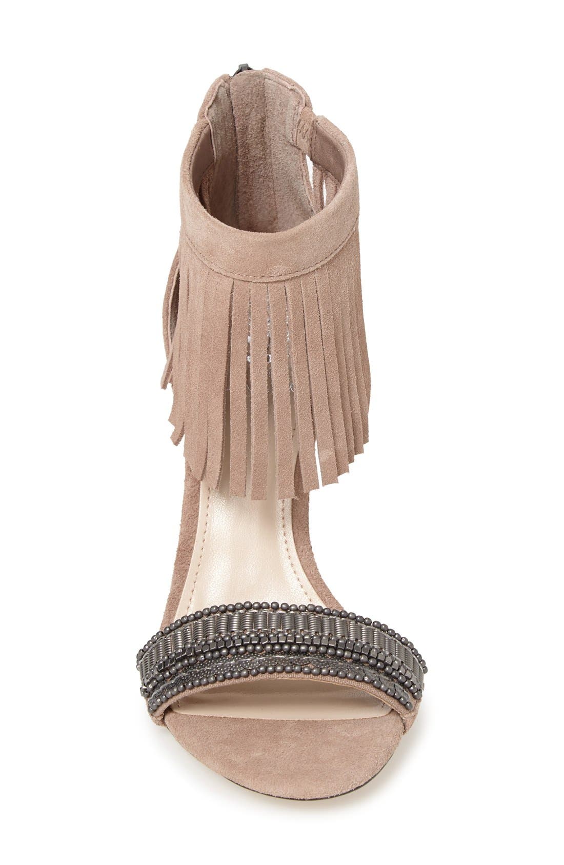 'Trumen' Fringe Sandal, Alternate, color, BEIGE