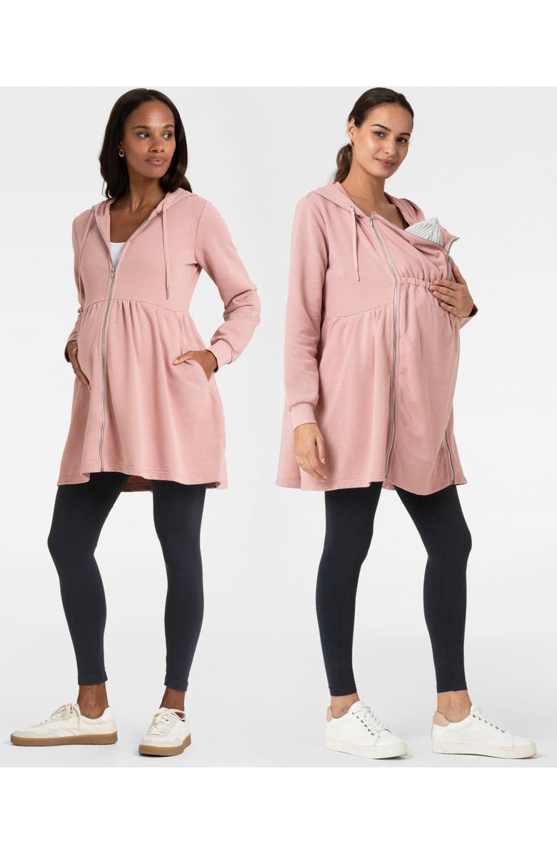Seraphine Frill Waist Babywear Tunic Maternity Hoodie, Alternate, color, 