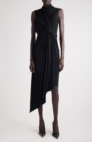 Balenciaga Draped Asymmetric Jersey Midi Dress