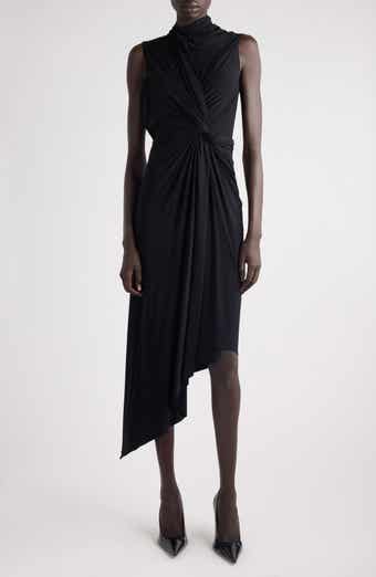 Draped Asymmetric Jersey Midi Dress