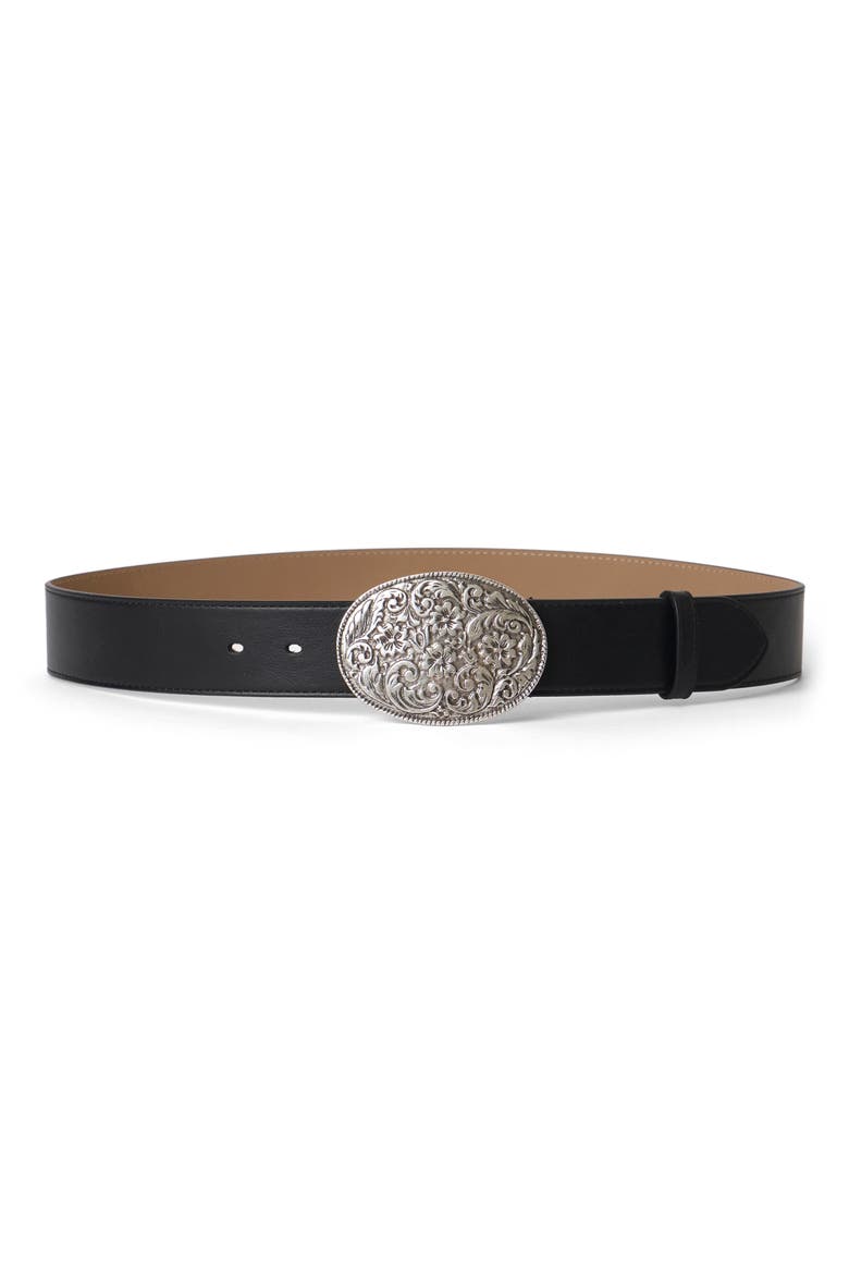 Carter Colt Leather Belt, Main, color, BLACK SILVER