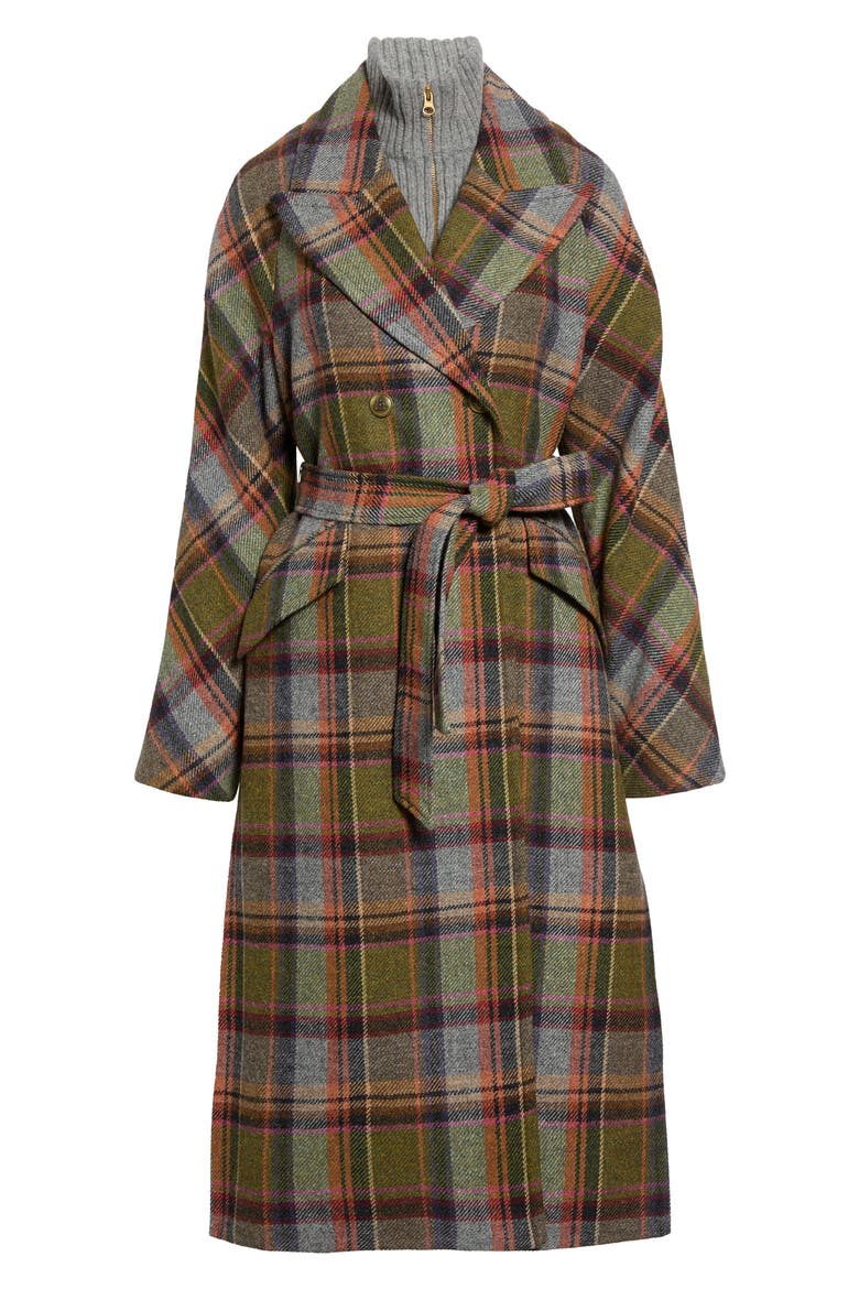 Frattini Plaid Dickey Coat, Main, color, LODEN/ HERITAGE KHAKI MULTI