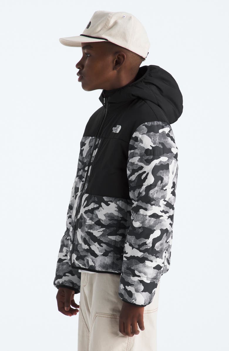 The North Face Kids' Shasta Water Repellent Reversible Hooded Jacket, Alternate, color, Smoked Pearl Tnf Camo Small