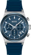 BOSS Candor Chronograph Silicone Strap Watch, 41mm