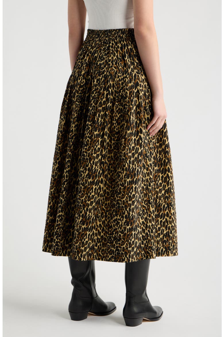 Highland Leopard Print Cotton Midi Skirt, Alternate, color, TAN LEOPARD