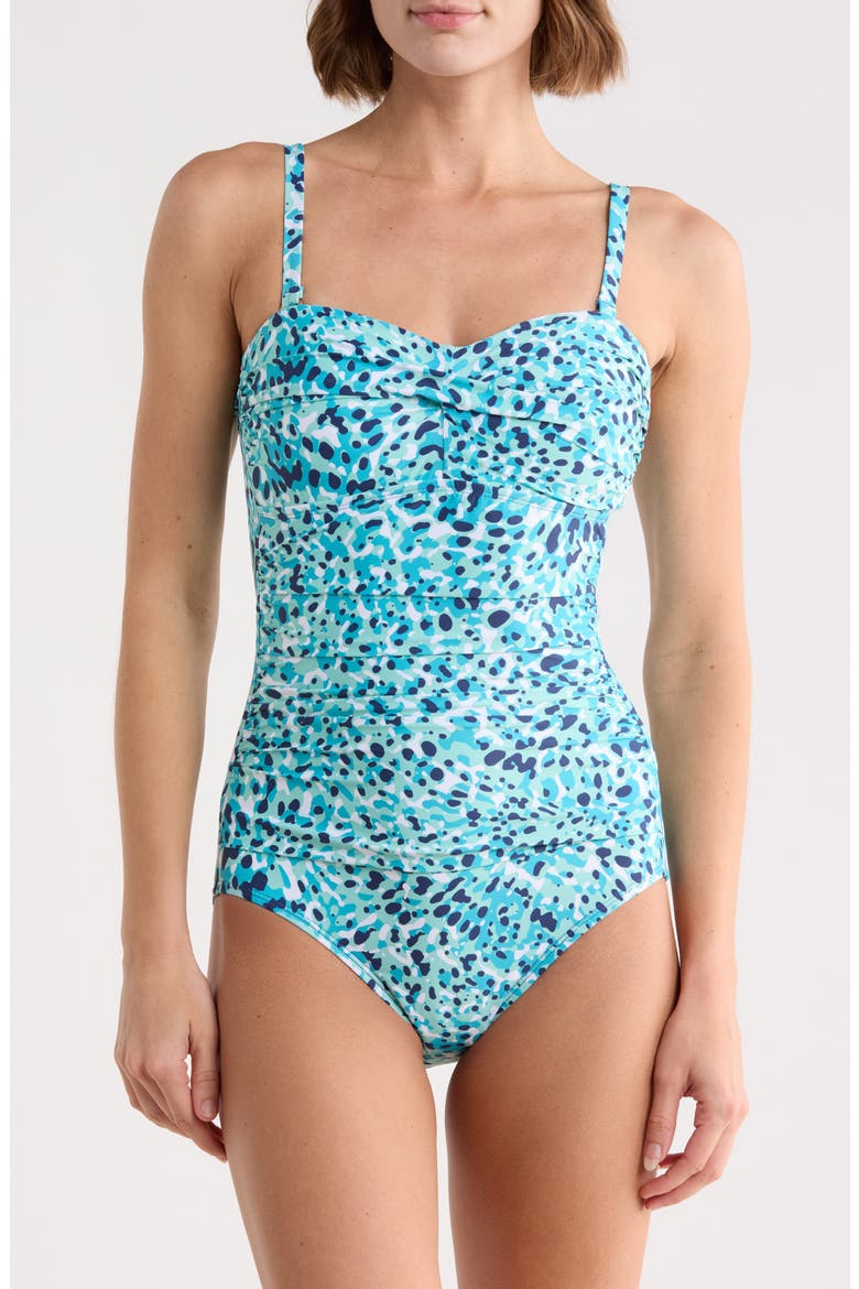 Flora Bandeau One-Piece Swimsuit, Main, color, PANTHEON BLUE