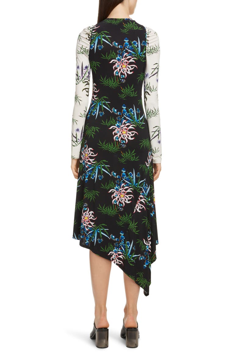 Long Sleeve Asymmetrical Dress, Alternate, color, BLACK