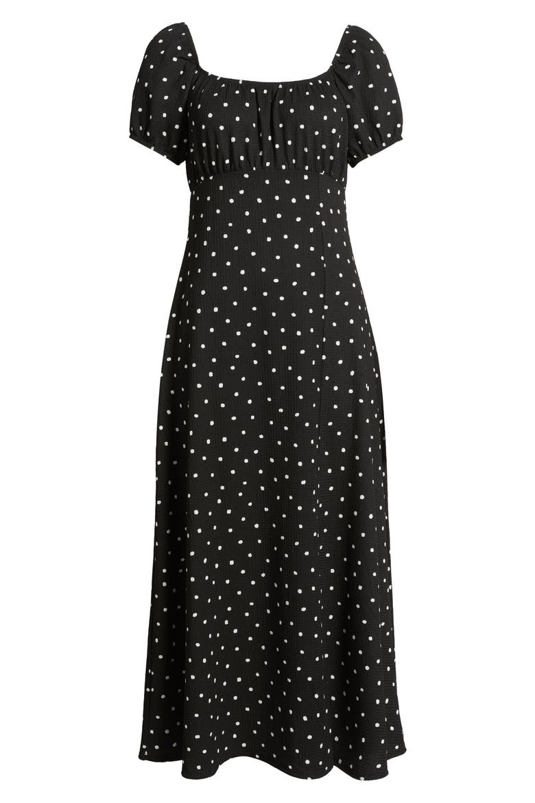 Ruched Midi Dress, Alternate, color, BLACK