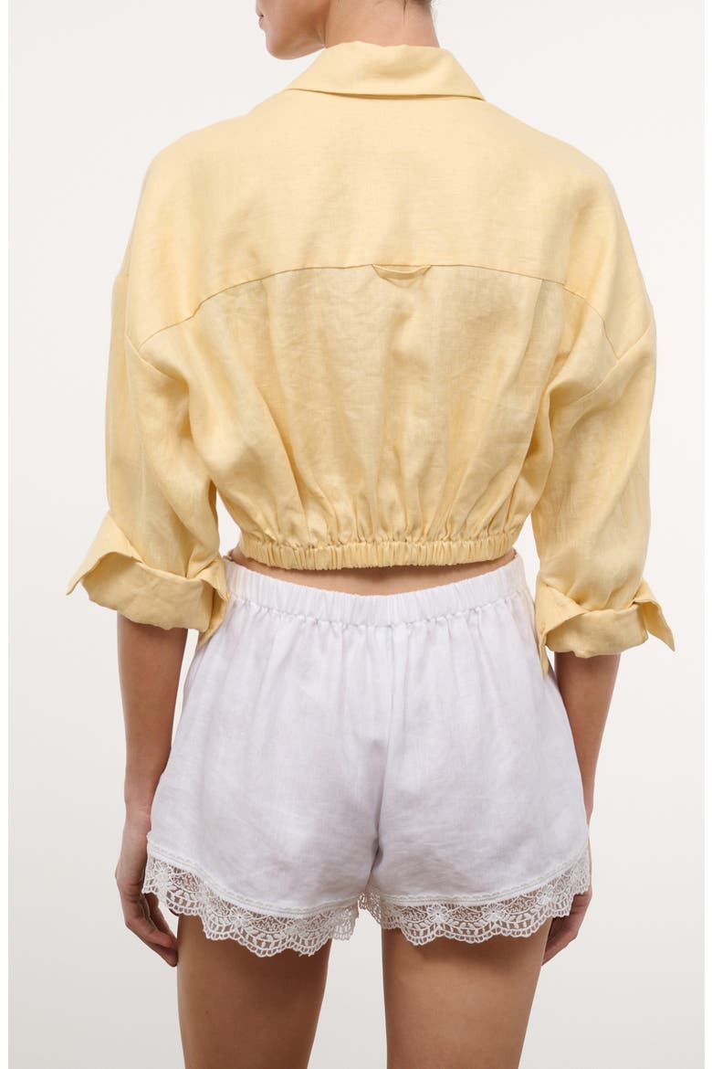 Lisa Tie Front Linen Button-Up Top, Alternate, color, BUTTER
