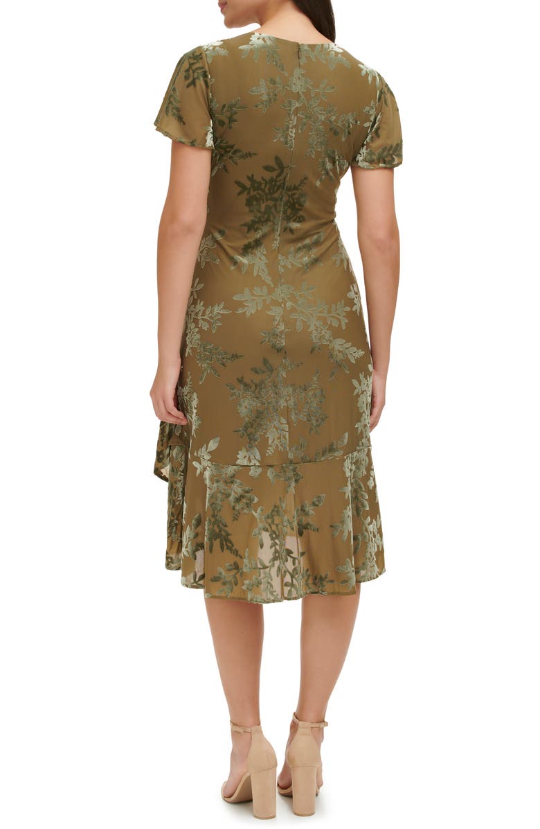 Kensie Floral Velvet Burnout Faux Wrap Midi Dress, Alternate, color,
