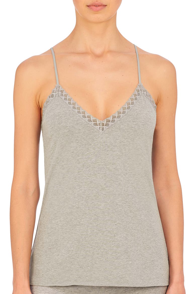 Bliss Lace Edge High-Low Cotton Camisole, Main, color, LT GRY HTH