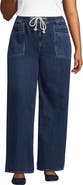 Lands' End Plus Size Lightweight Denim High Rise Relaxed Straight Pull On Pocket Jeans