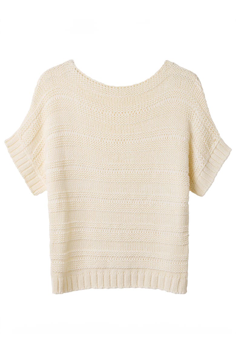 Boatneck Pointelle Sweater, Alternate, color, IVORY