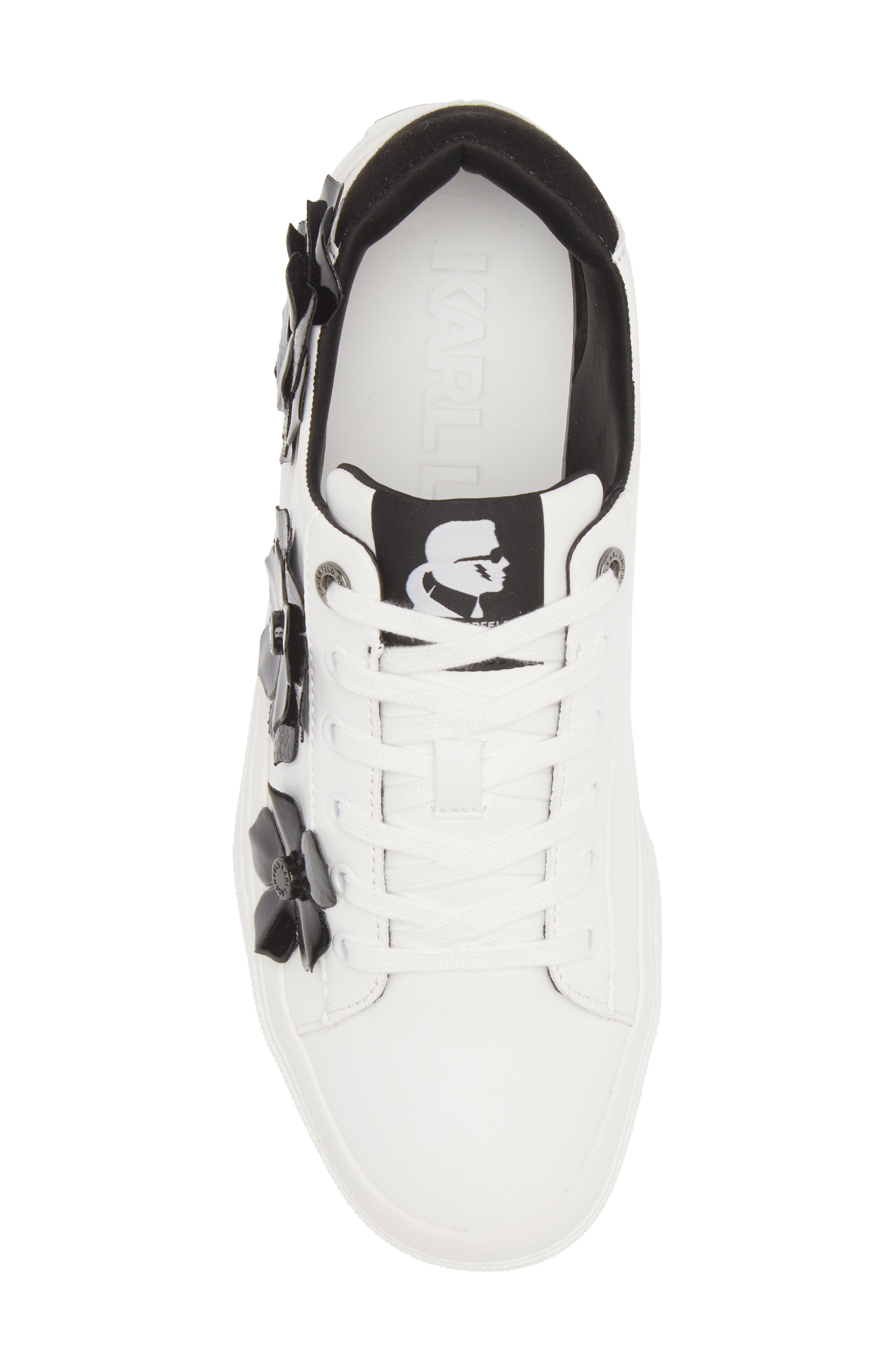 KARL LAGERFELD PARIS Gael Flower Sneaker, Alternate, color, Brght Wt/B
