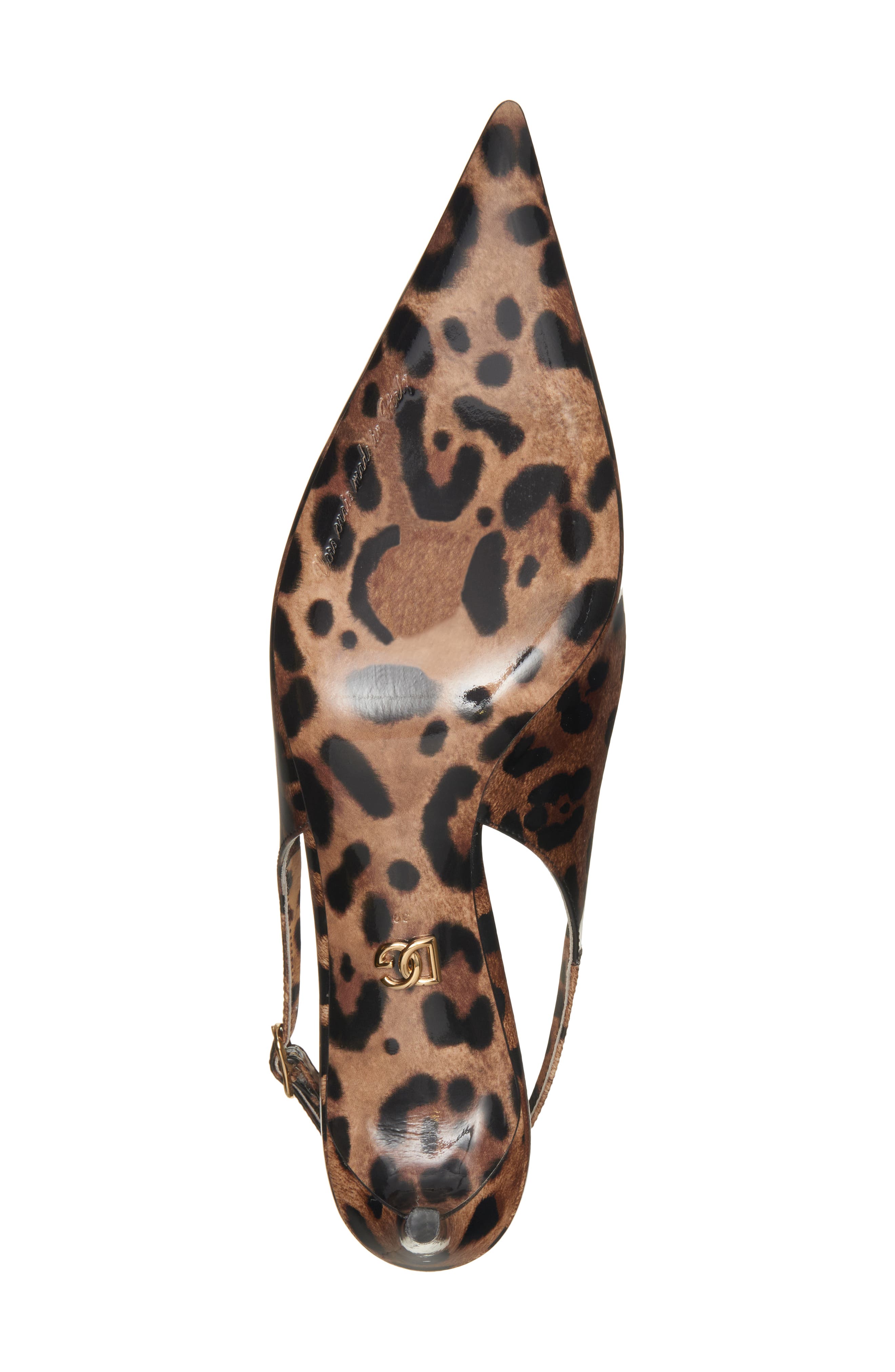 Dolce&Gabbana Lollo Leopard Print Pointed Toe Slingback Pump, Alternate, color, Brown Print Leopard