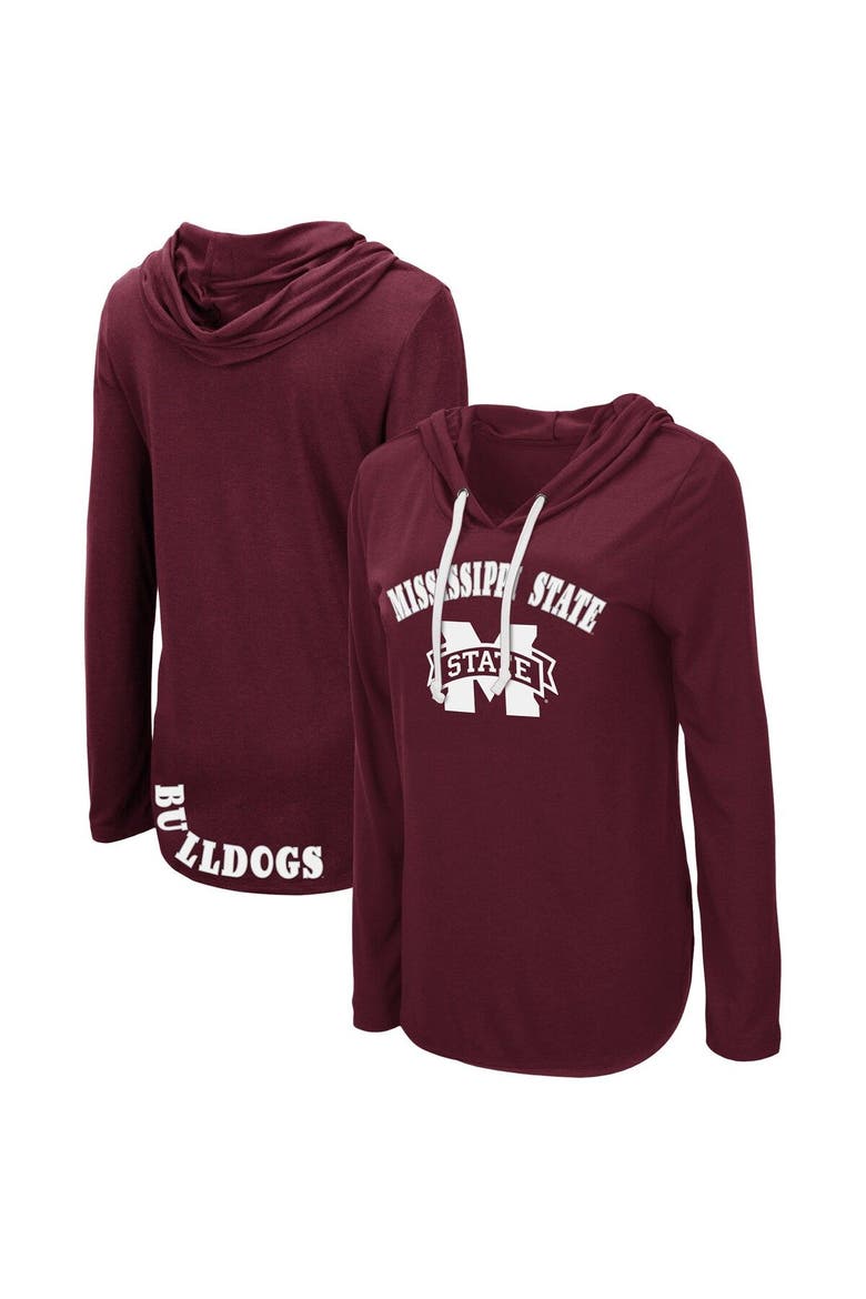 Women's Colosseum Maroon Mississippi State Bulldogs My Lover Lightweight Hooded Long Sleeve T-Shirt, Main, color, Maroon