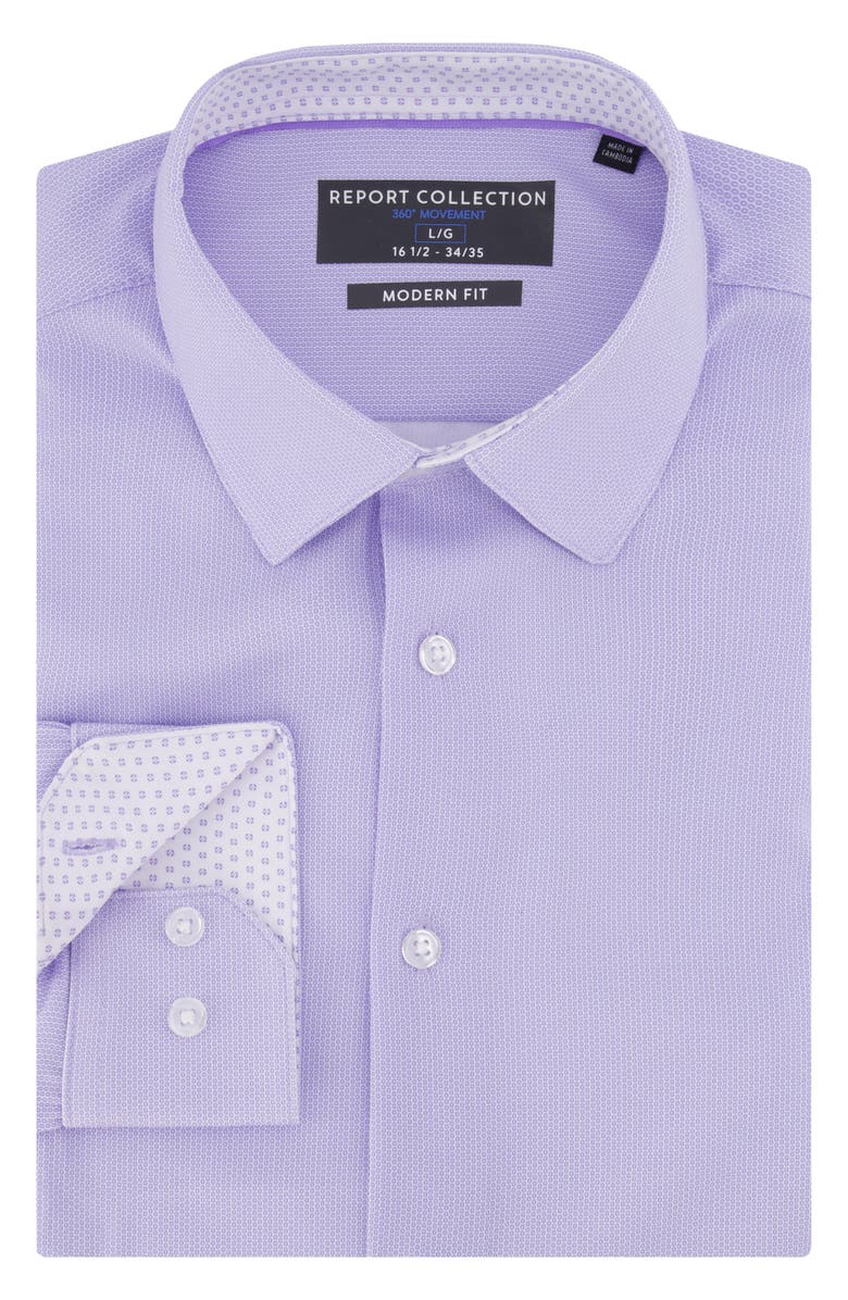Report Collection Slim Fit 4-Way Stretch Button-Up Shirt, Alternate, color, Purple