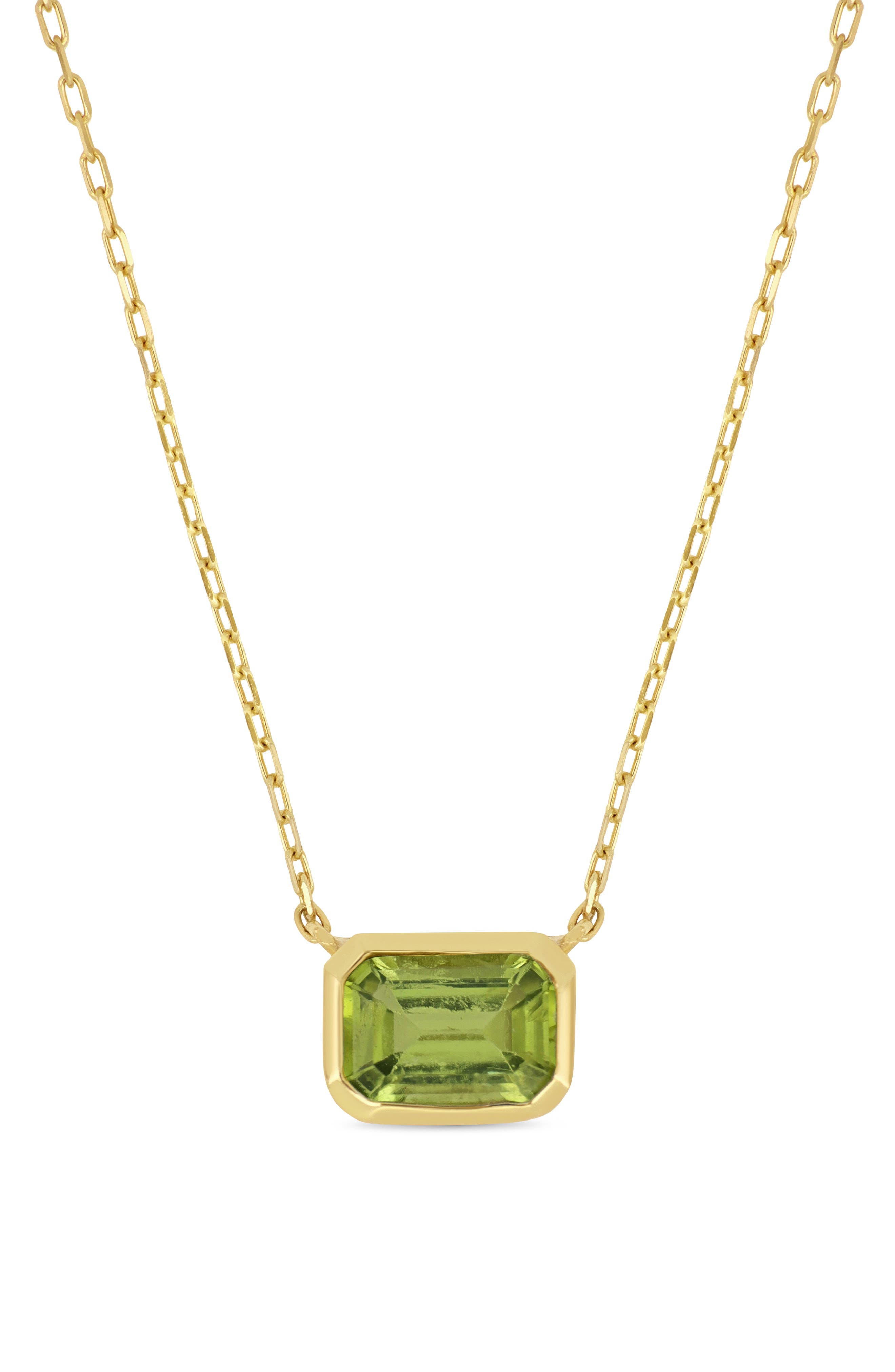 14k Gold Peridot Pendant Necklace
