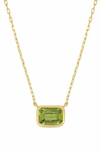 14k Gold Peridot Pendant Necklace