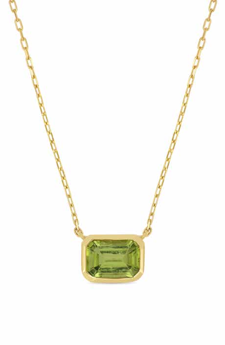 14k Gold Peridot Pendant Necklace
