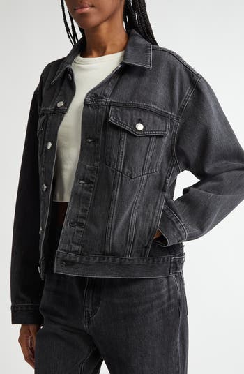 Oversize Logo Embossed Denim Trucker Jacket