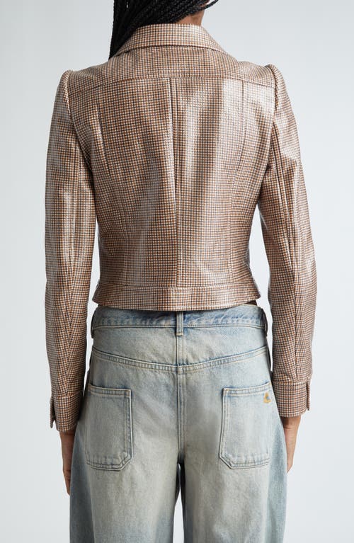 Courrèges Reedition Check Coated Jacket In Brown