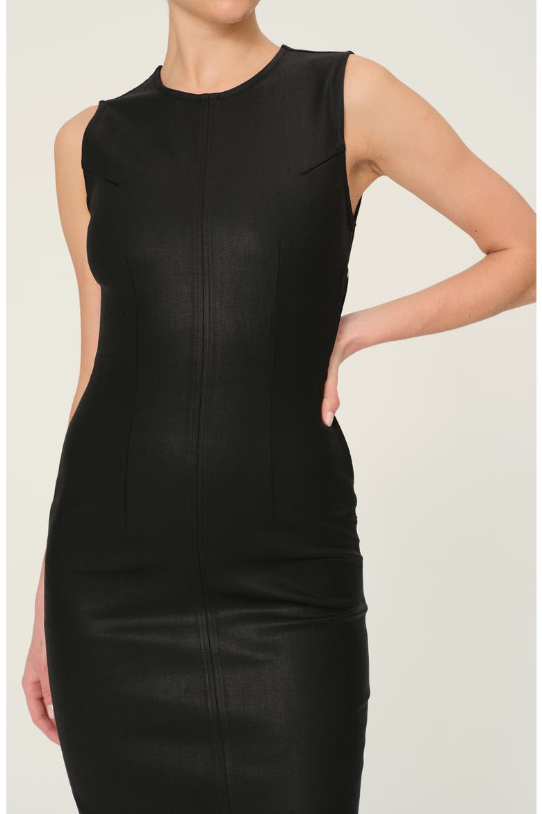 Esme Coated Midi Dress, Alternate, color, BLACK COATED