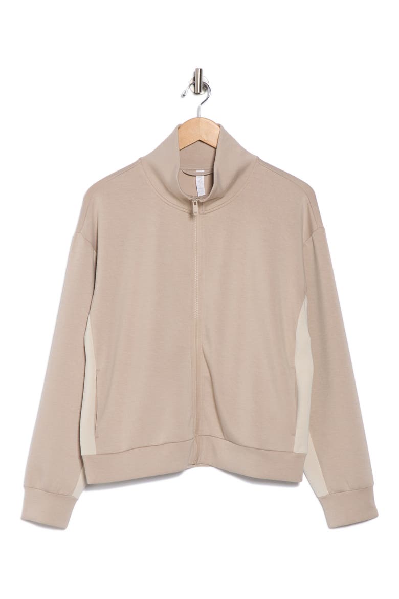 Whisper Knit Colorblock Track Jacket, Alternate, color, TAN THREAD- GREY MOONBEAM