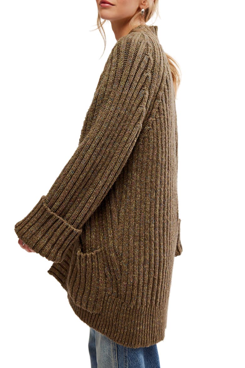 Blossom Cotton Open Front Cardigan, Alternate, color, IVY EARTH COMBO