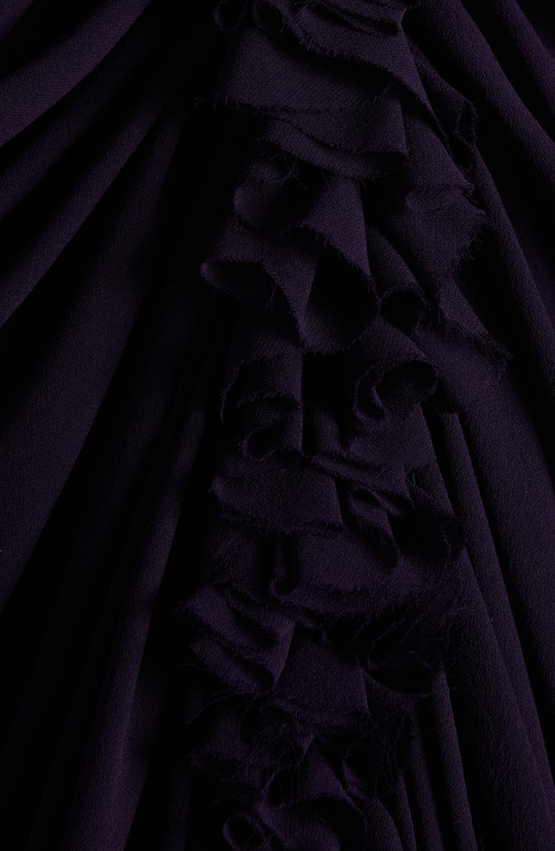 McQueen Draped Ruffle Long Sleeve Silk Georgette Gown, Alternate, color, Violet
