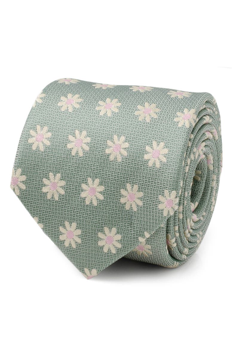 Cufflinks, Inc. Daisy Floral Silk Tie, Alternate, color, Green