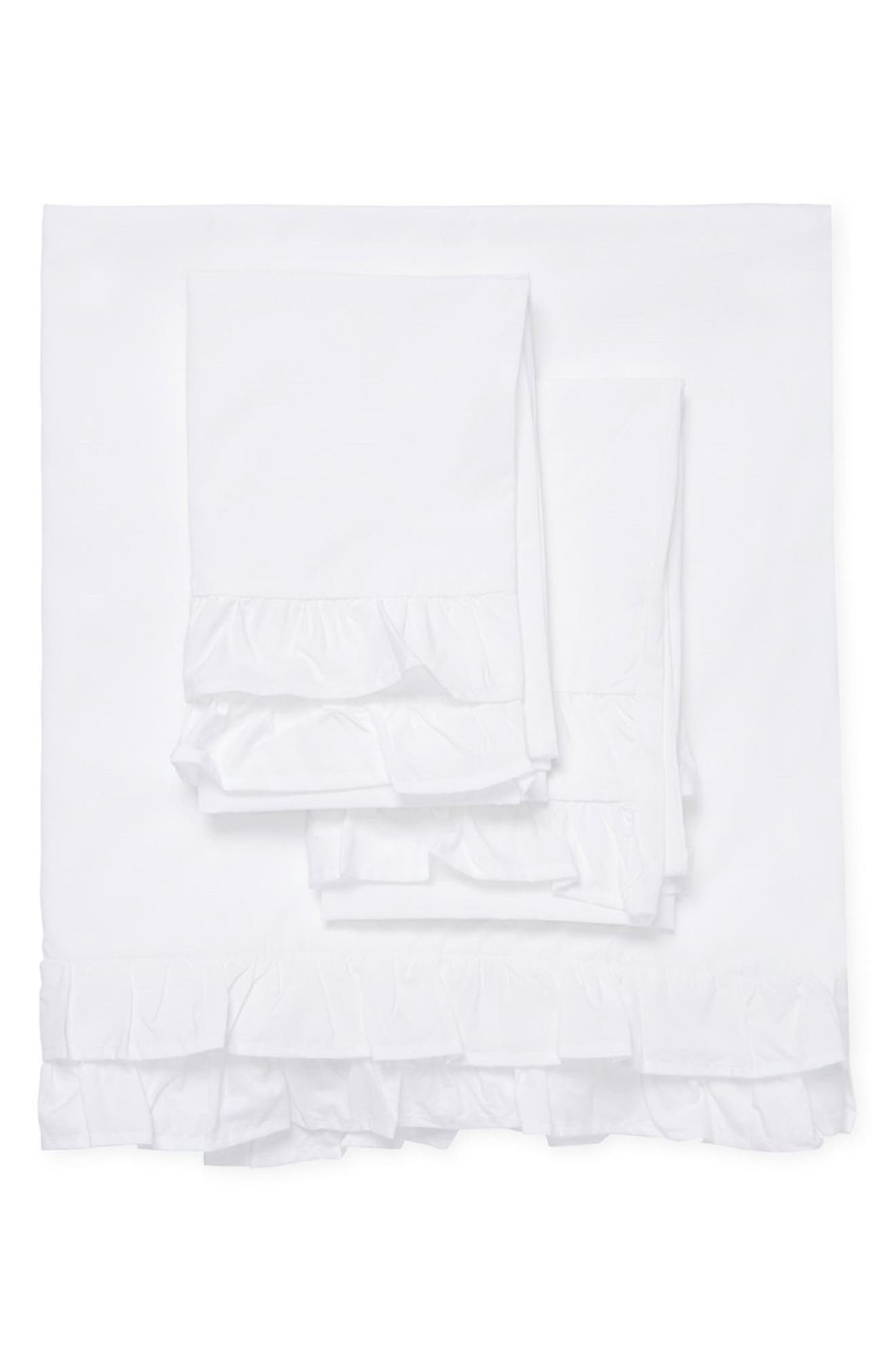 MELANGE HOME Percale Cotton Double Ruffle Sheet 2-Piece Set