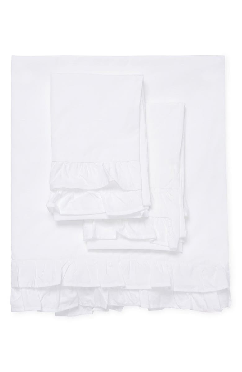 MELANGE HOME Percale Cotton Double Ruffle Sheet 2-Piece Set, Main, color, White