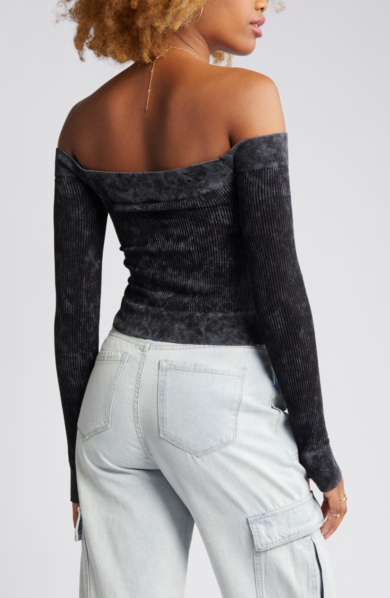 BDG Urban Outfitters Rib Off the Shoulder Zip Up Crop Top, Alternate, color, 