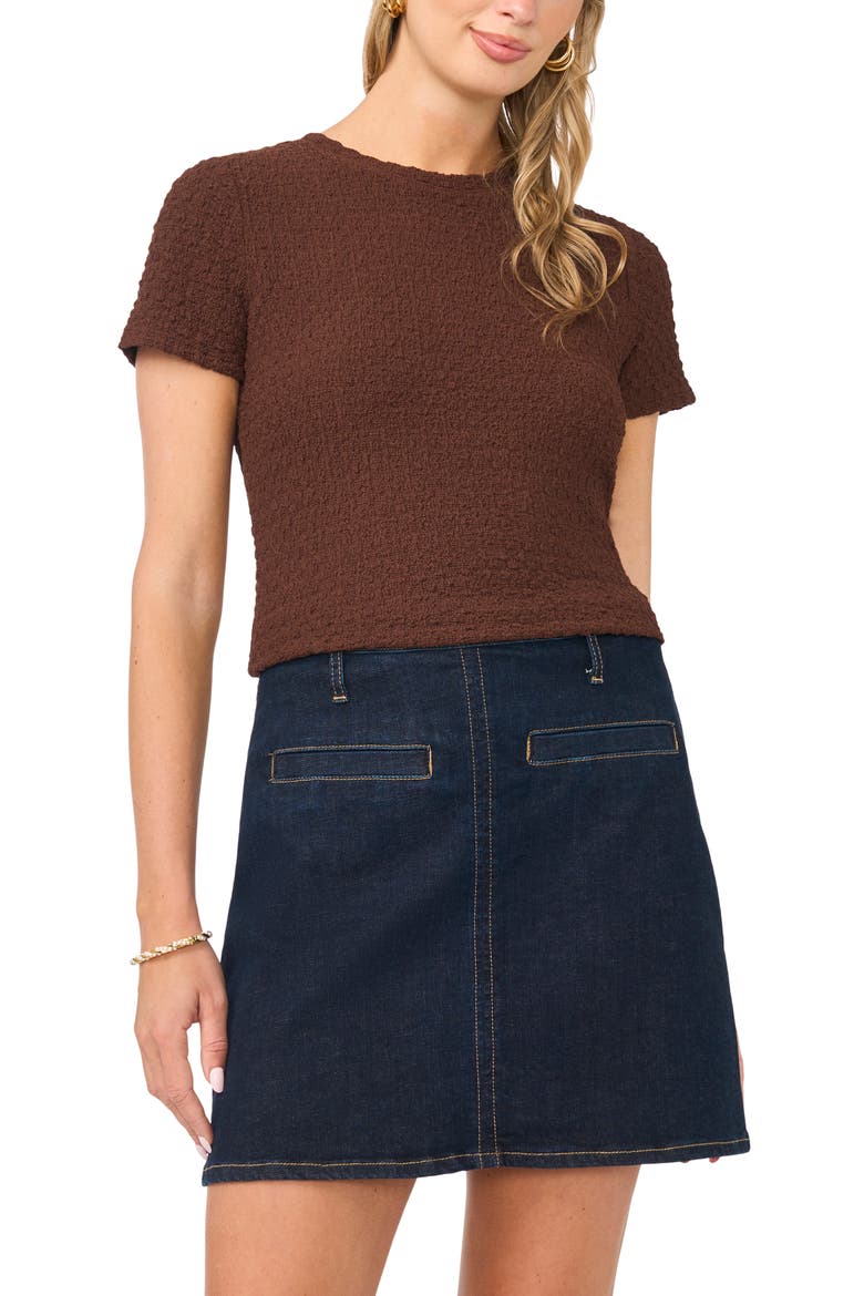 Textured Crewneck T-Shirt, Main, color, MOCHA