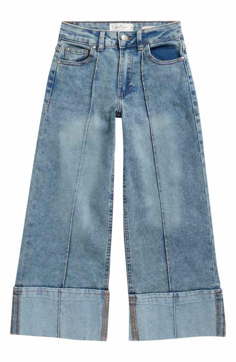 Kids' Seamed Cuffed Wide Leg Jeans